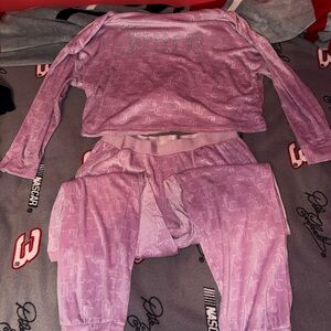 Juicy Couture Women's Pink Velour Logo Pajama Set